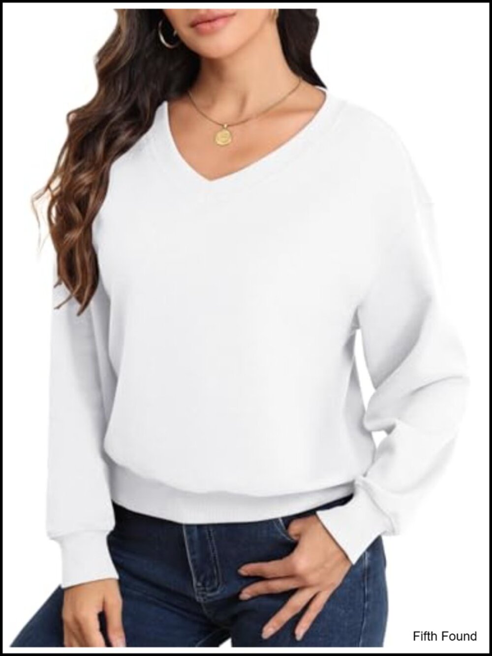 Fleece Lined Cropped V Neck Pullover Sweatshirt Casual Loose Fit Warm Top